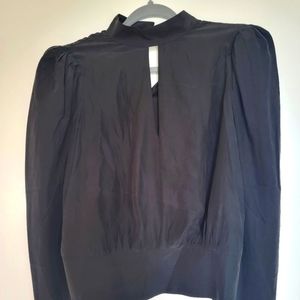FRAME Womens Black Silk Keyhole Shirt Blouse